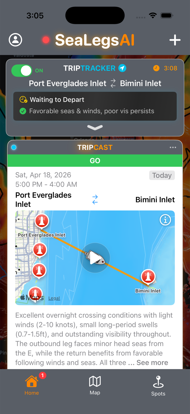 TripTracker active on iPhone